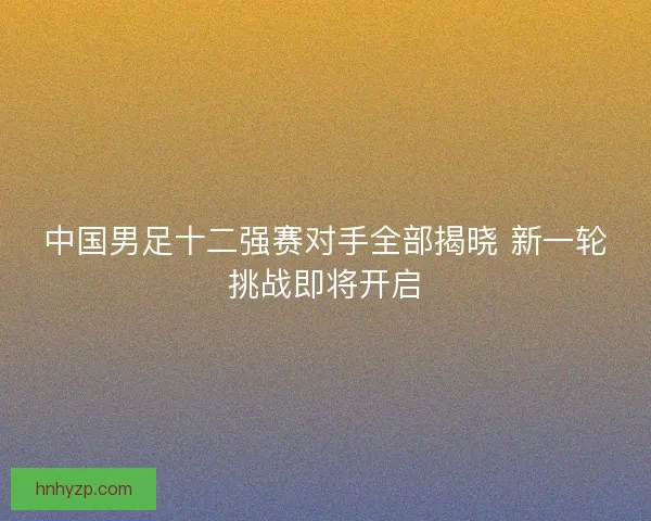 中国男足十二强赛对手全部揭晓 新一轮挑战即将开启